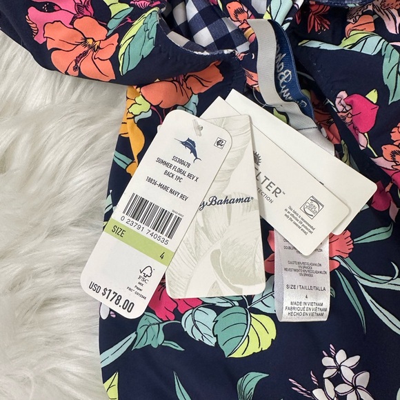 NWT Tommy Bahama Summer Floral Reversible Cross-Back One-Piece Swimsuit - Picture 7 of 7